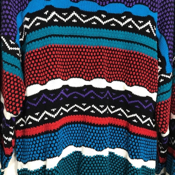 Vintage Lighting Bolt Pullover Colorful Mens Sweater Sz XL Cosby Biggie Style - Picture 7 of 7
